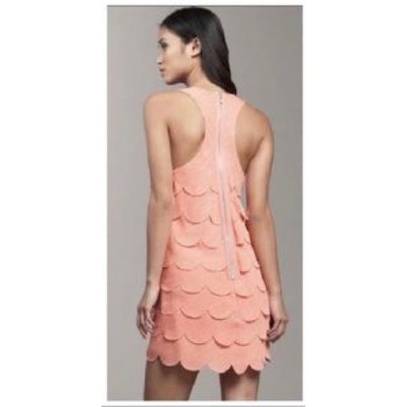 Ali Ro scalloped tiered coral mini dress size 6` - Picture 2 of 8